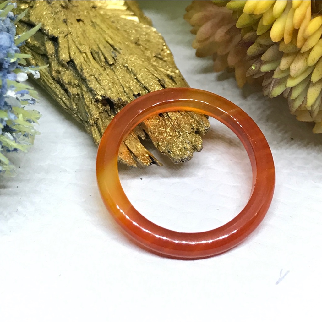 325 95 Fire Orange Carved Agate Gemstone Ring 15$